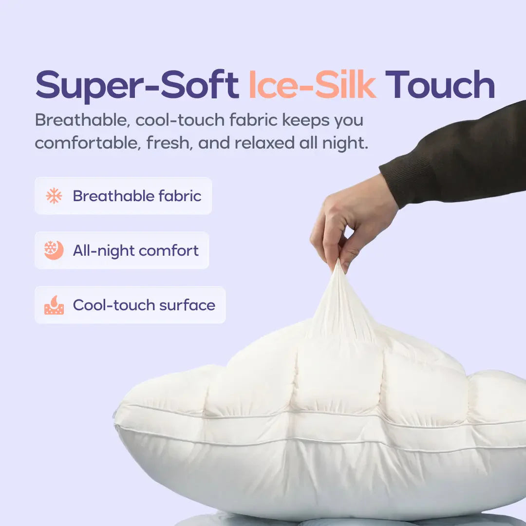 Mellow Sleep | Mellow Puff Pillow – Soft Quilted Puff Grid Design Pillow, Fluffy Plush Bed Pillow with Cloud like Comfort, Breathable Support Pillow for Side, Back & Stomach Sleepers, Cozy Bed Pillow for Better Sleep